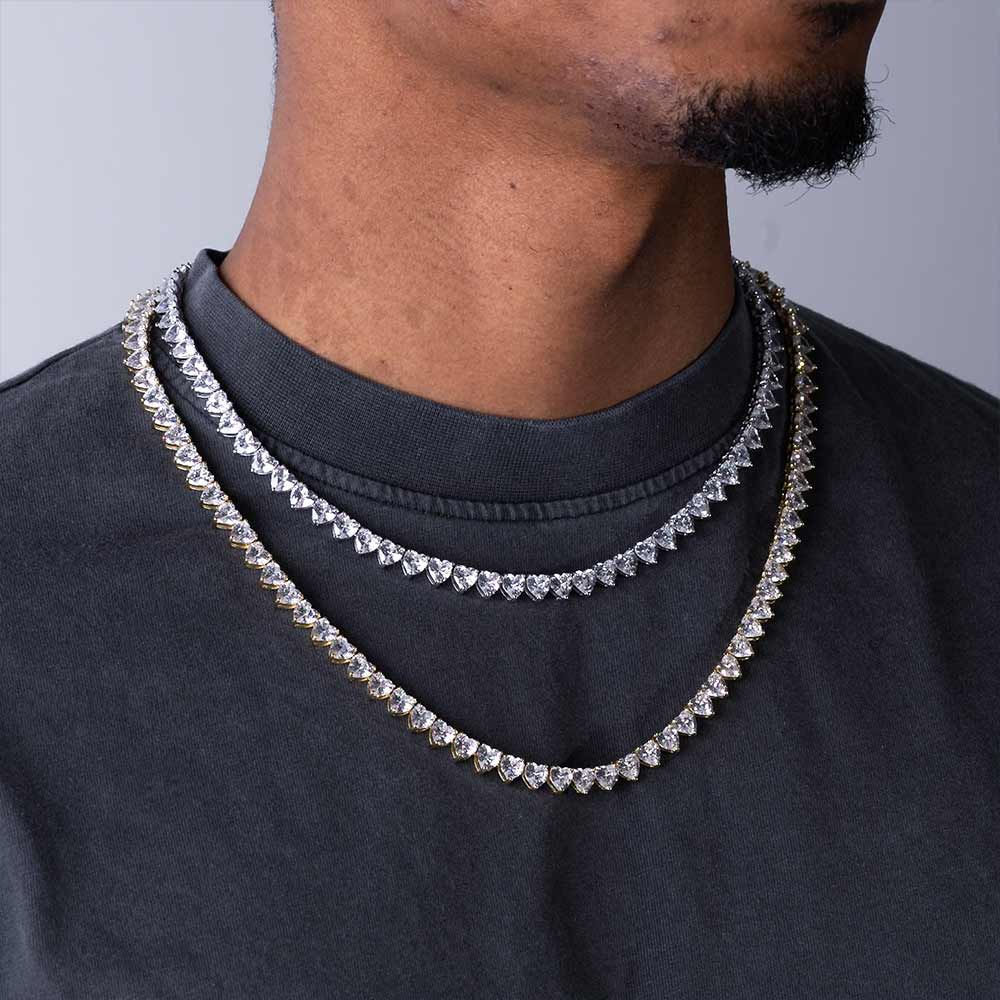 6MM Moissanite Heart Tennis Chain 14K Gold