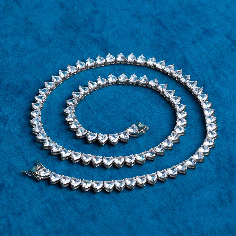 6MM Moissanite Heart Tennis Chain 14K Gold