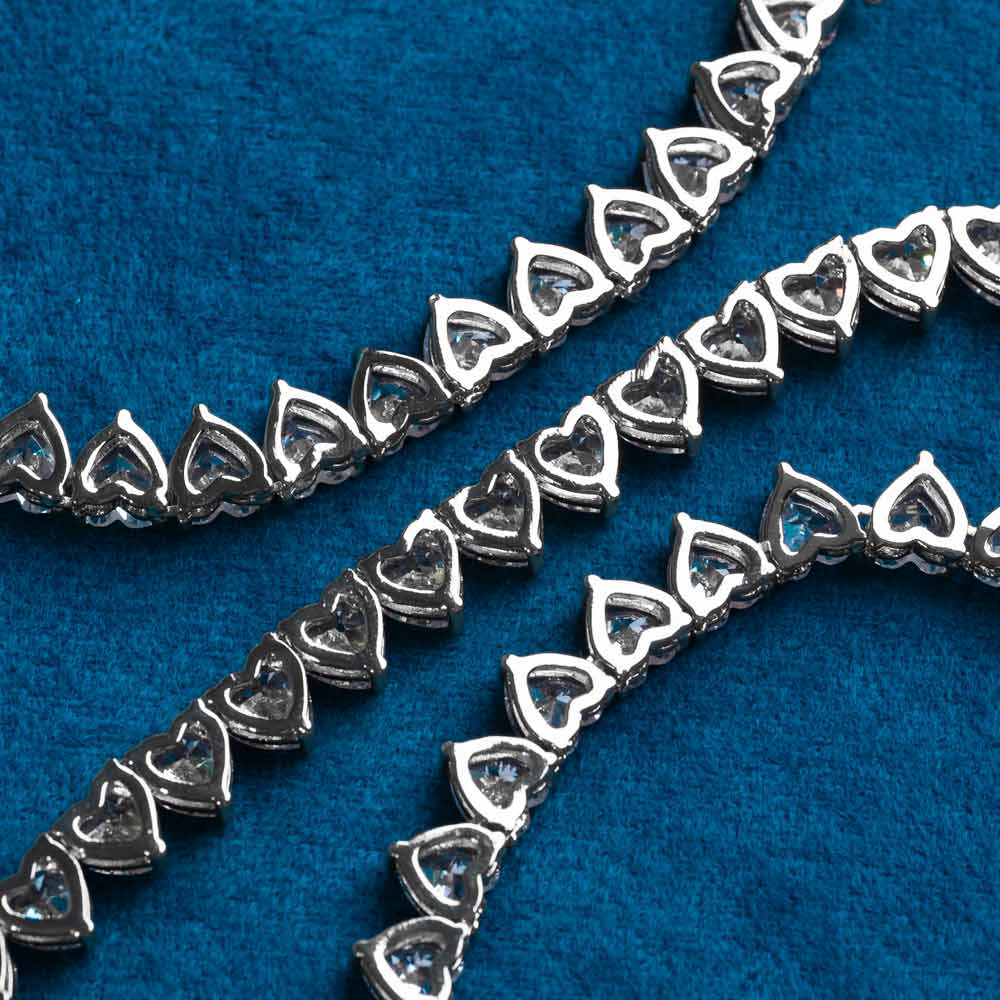 6MM Moissanite Heart Tennis Chain 14K Gold