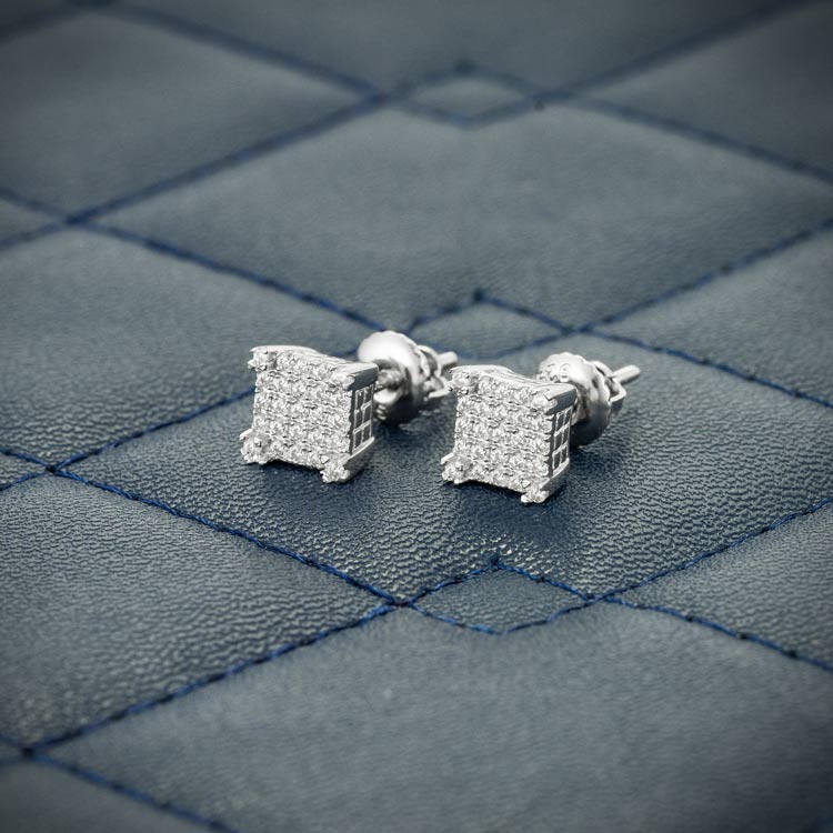 6MM Moissanite Square Cluster Earrings 14K Gold