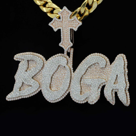 Custom Boga Name Moissanite Diamond Stylish Cross Hip Hop Pendant