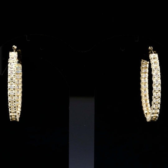 Round Moissanite Diamond Round Hip Hop Hoop Earring