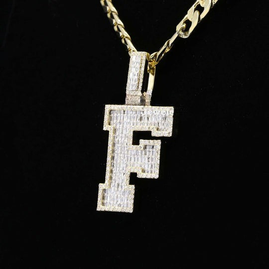 Custom Classic F Initial Moissanite Diamond Iced Out Hip Hop Pendant