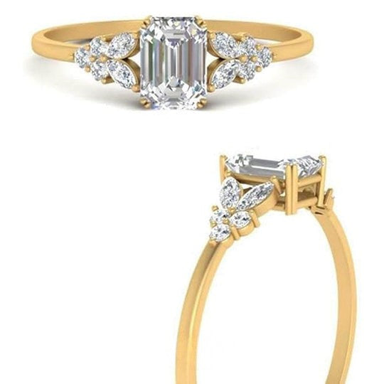 Emerald Shape 2ct Moissanite Diamond Engagement Ring For Women
