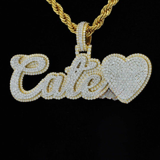 Custom Cate Name Moissanite Round Cut Diamond Totally Hip Hop Pendant