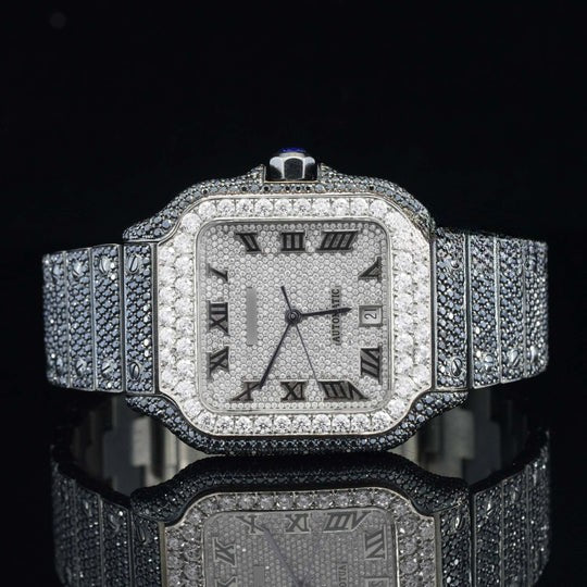 Cartier Fully iced Out Moissanite Watch Jet Black Automatic