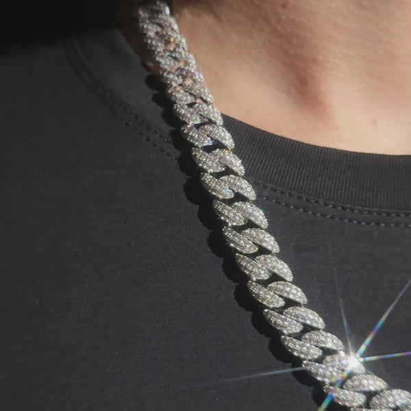 10MM Moissanite Prong Miami Cuban Link Chain 14K Gold