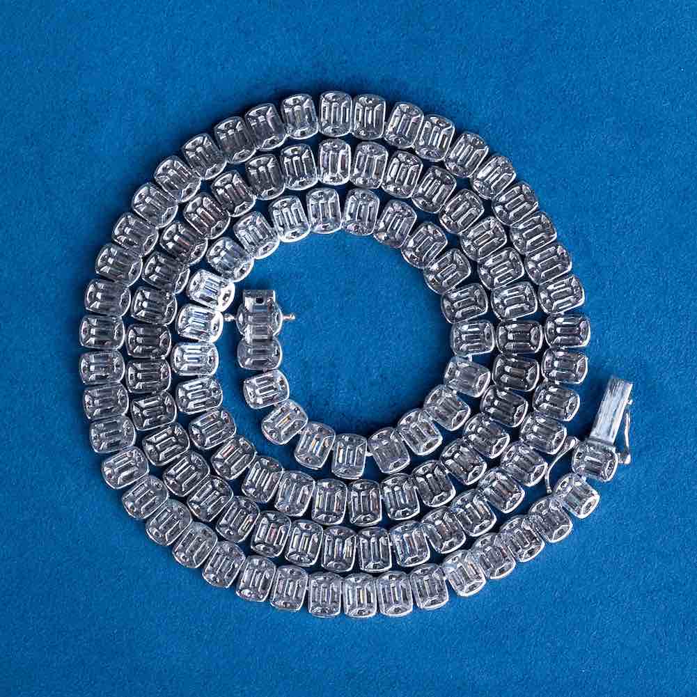 7MM Moissanite Baguette Tennis Chain 14K Gold