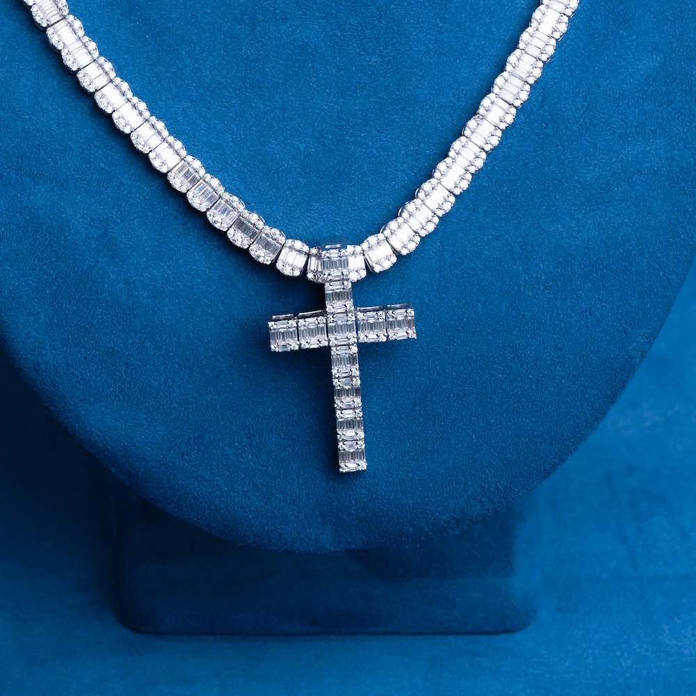 7MM Moissanite Baguette Tennis Chain 14K Gold
