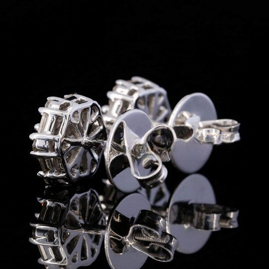 Elegant Round And Baguette Flower Screw Moissanite Diamond Men Earring