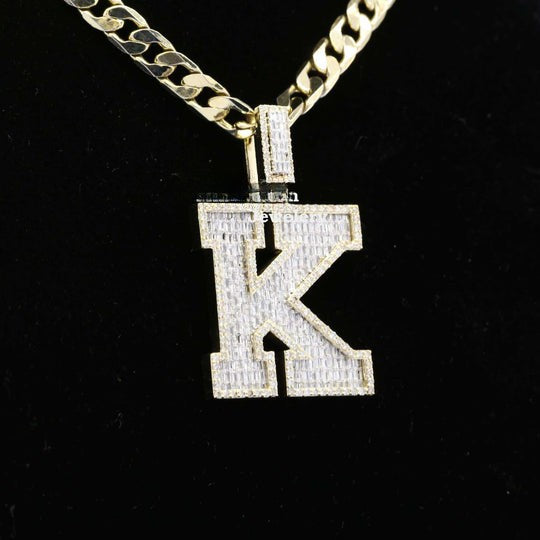 Custom Classic K Initial Moissanite Diamond Iced Out Hip Hop Pendant