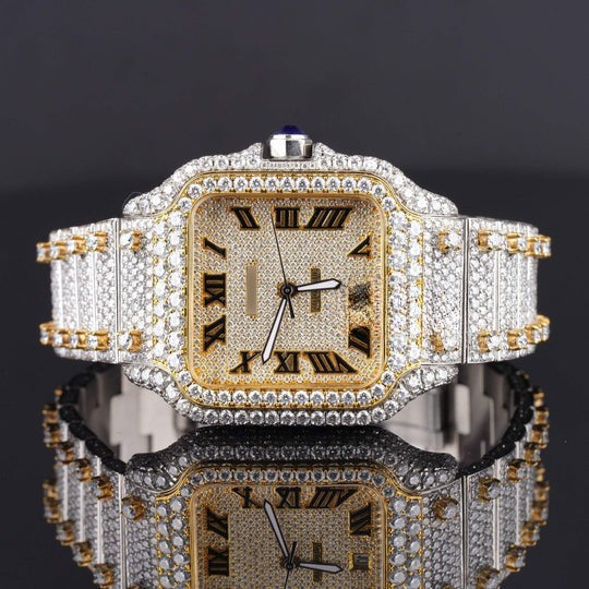 Automatic Cartier Roman Number Automatic Movement Moissanite Watch