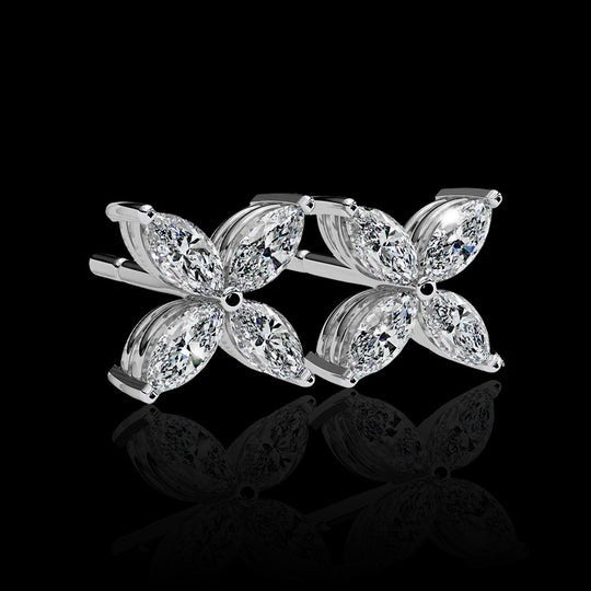 0.65ct Dainty Flower Marquise Cut Moissanite Stud Earrings