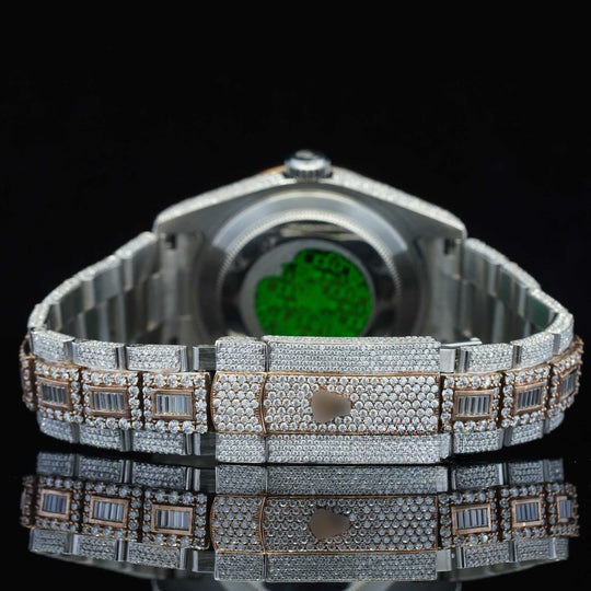 RLX and Baguette Iced Out Moissanite Diamond Automatic Watch For Men