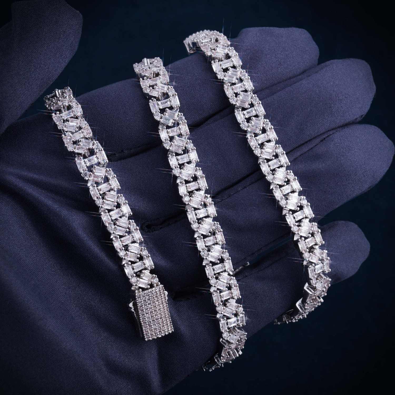 8MM VVS Baguette Mariner Link Chain 14K Gold
