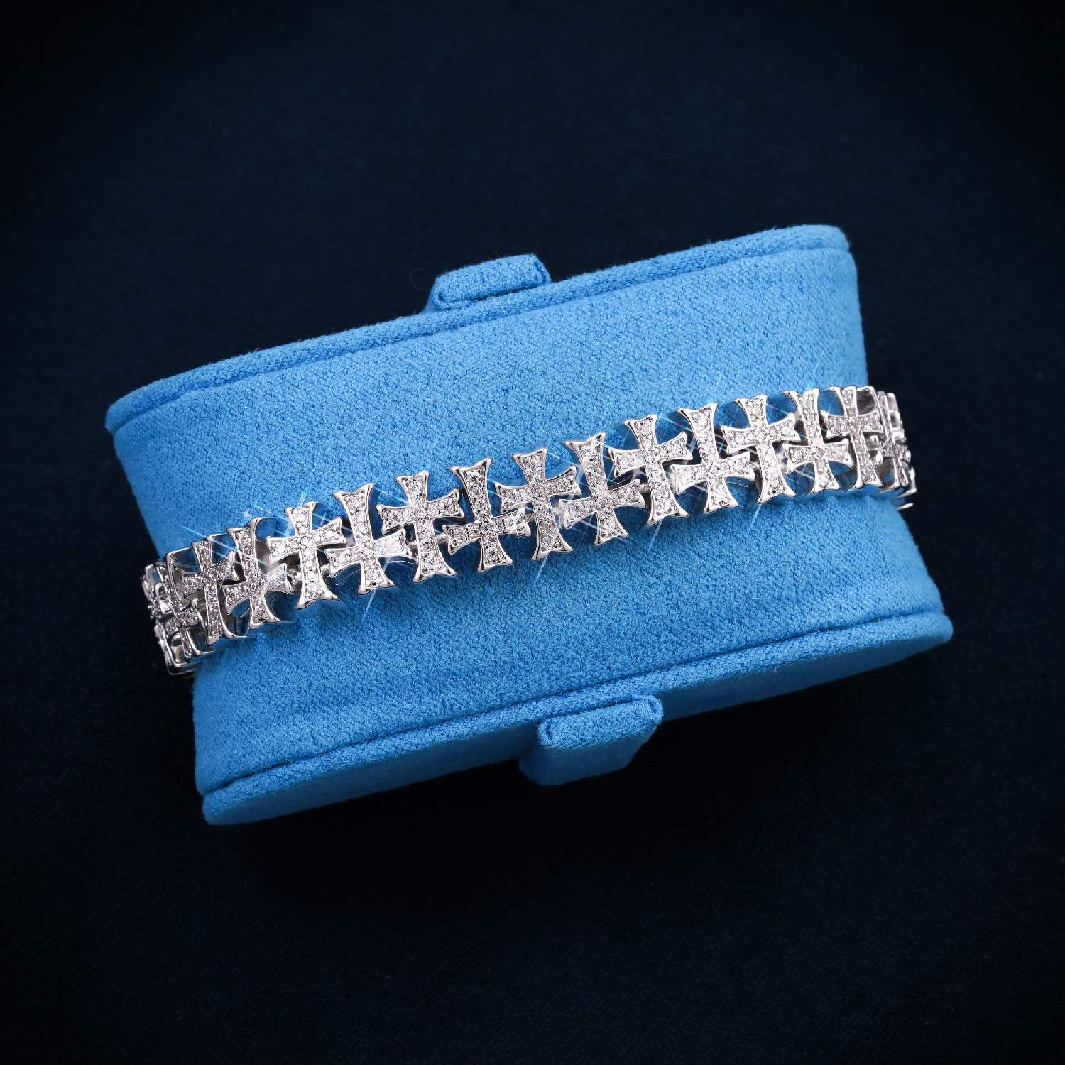 8MM VVS Cross Link Bracelet 14K Gold