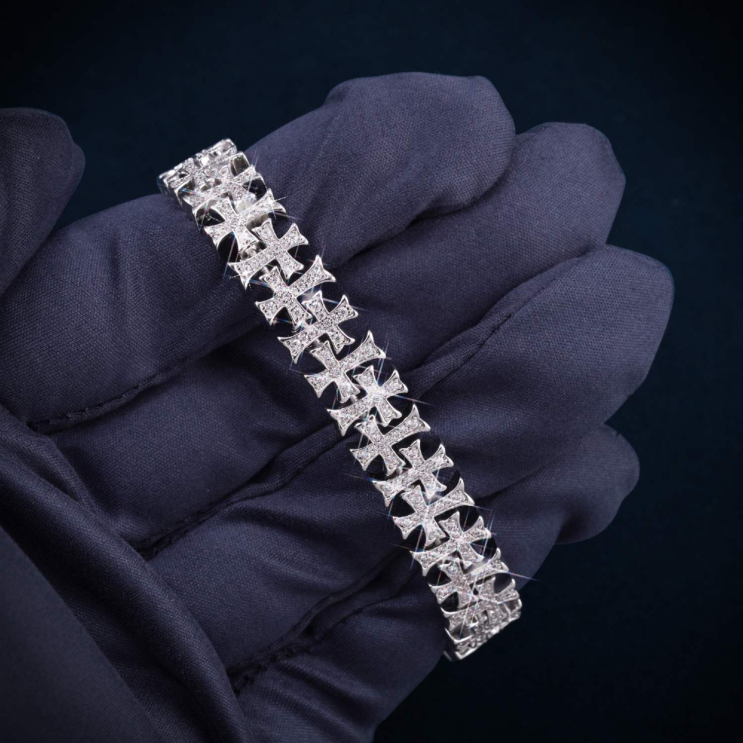 8MM VVS Cross Link Bracelet 14K Gold
