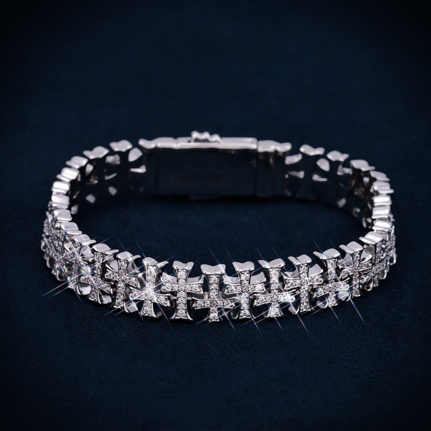 8MM VVS Cross Link Bracelet 14K Gold