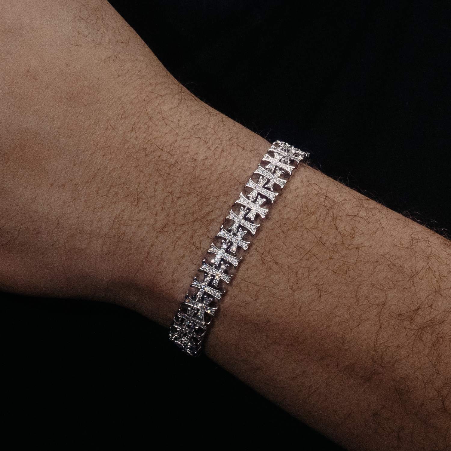 8MM VVS Cross Link Bracelet 14K Gold