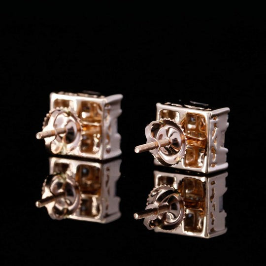 Elegant Round And Baguette Square Screw Moissanite Diamond Men Earring