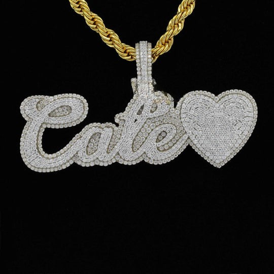 Custom Cate Name Moissanite Round Cut Diamond Totally Hip Hop Pendant