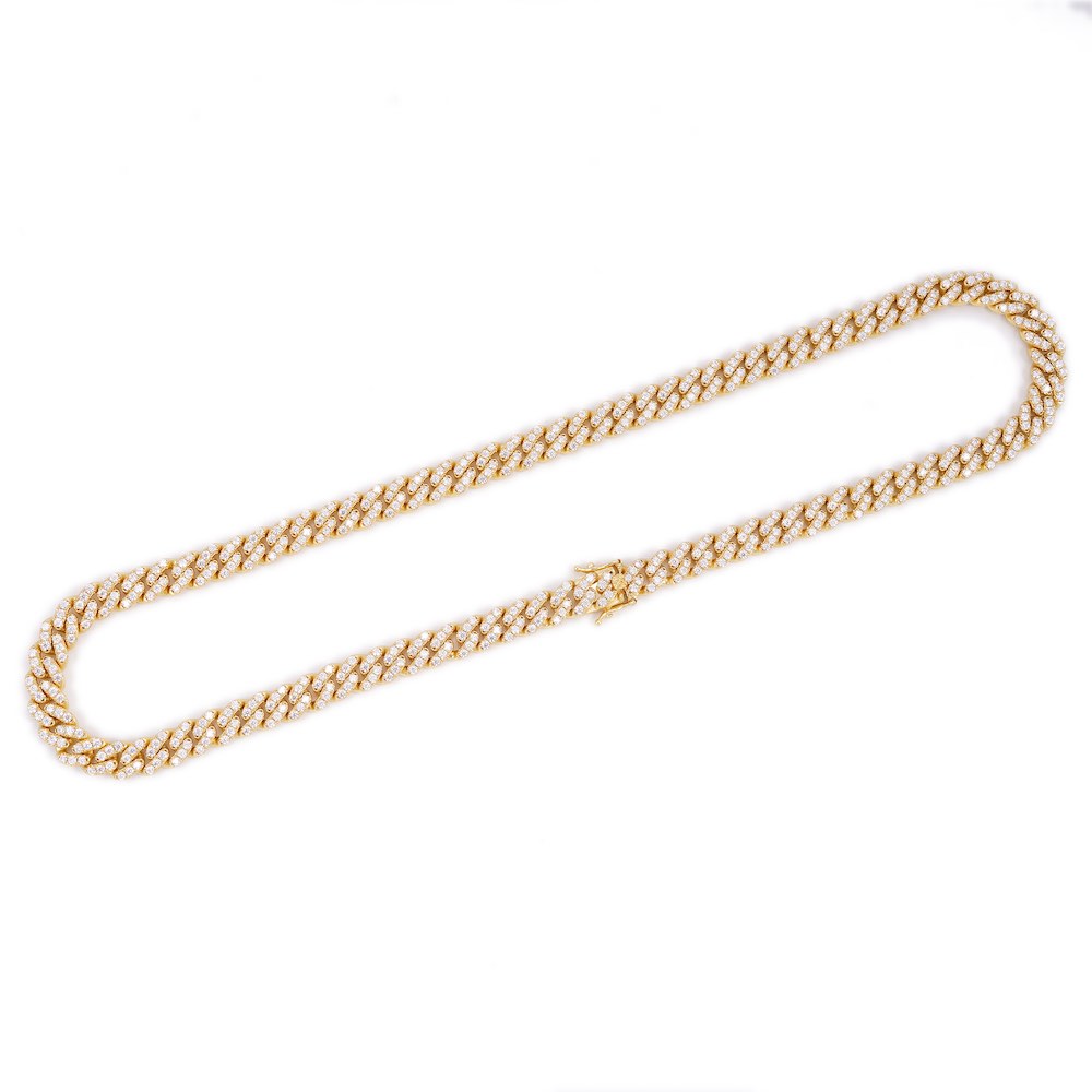 8MM Diamond Cuban Link Chain 14K Solid Gold