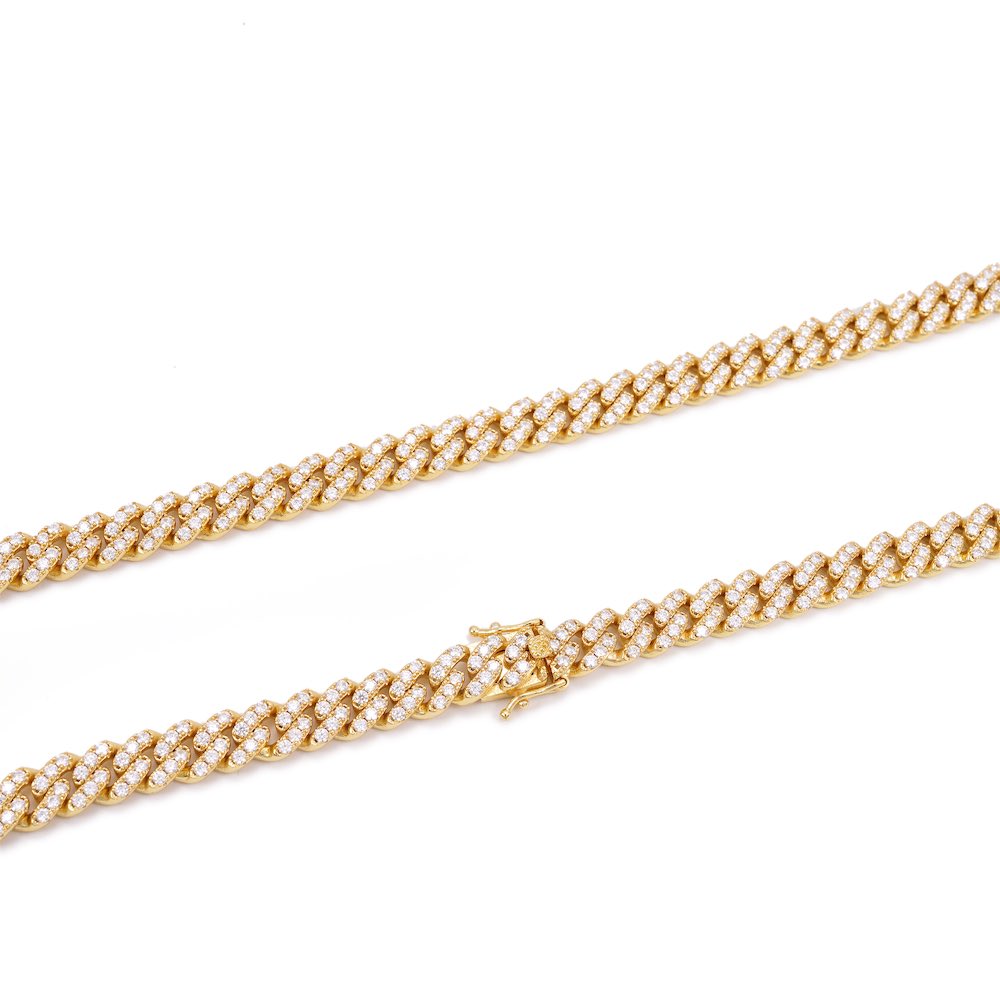 8MM Diamond Cuban Link Chain 14K Solid Gold