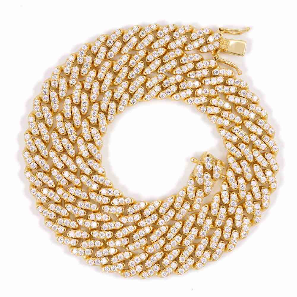 8MM Diamond Cuban Link Chain 14K Solid Gold