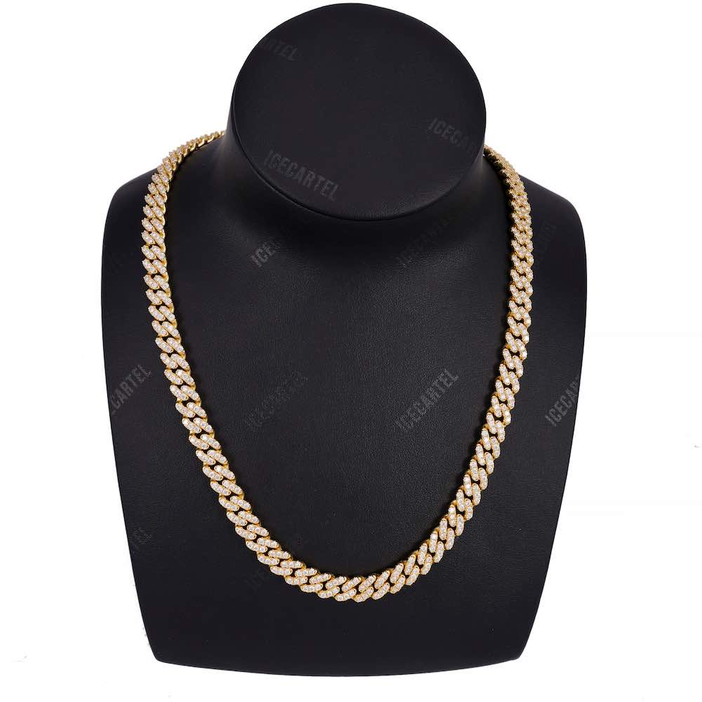 8MM Diamond Cuban Link Chain 14K Solid Gold