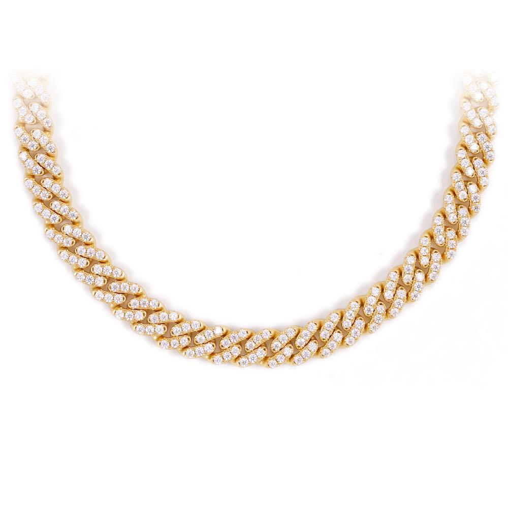 8MM Diamond Cuban Link Chain 14K Solid Gold