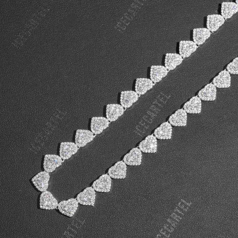 Iced Out Cluster Heart Chain 14K Gold - 10MM