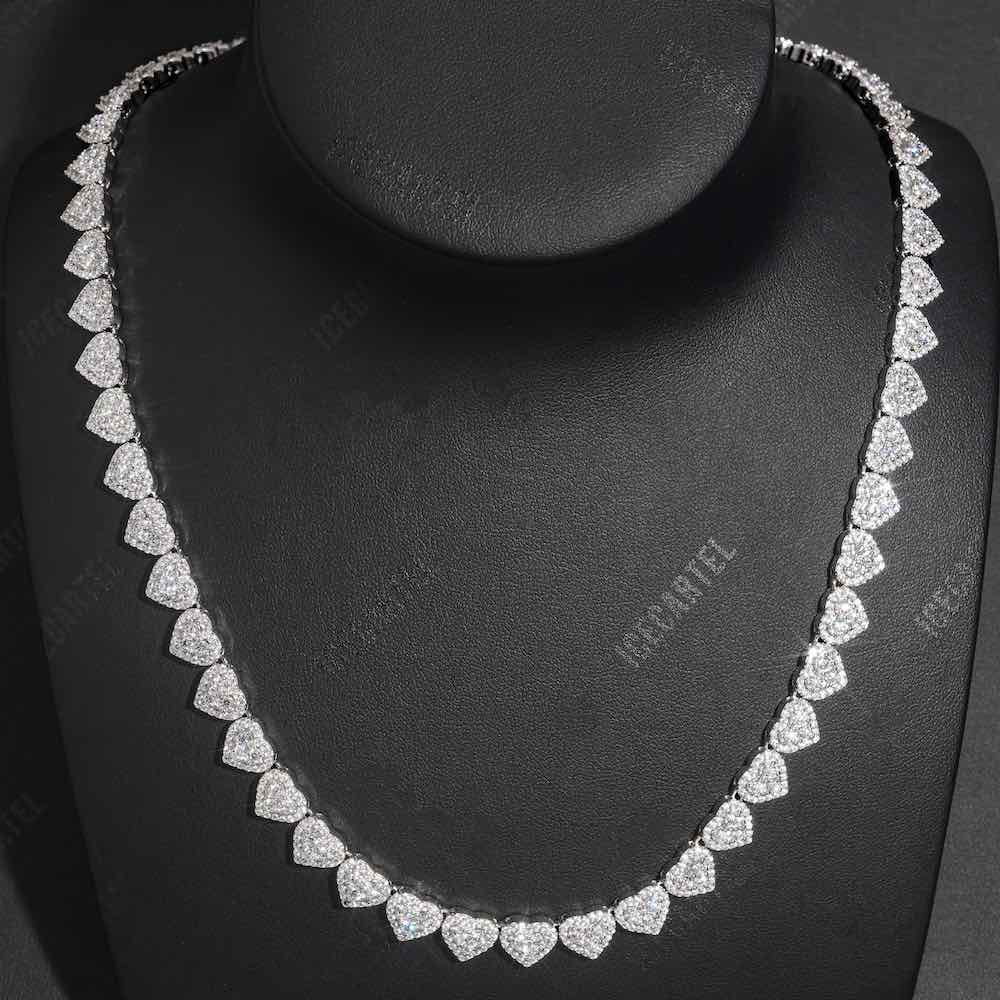 Iced Out Cluster Heart Chain 14K Gold - 10MM
