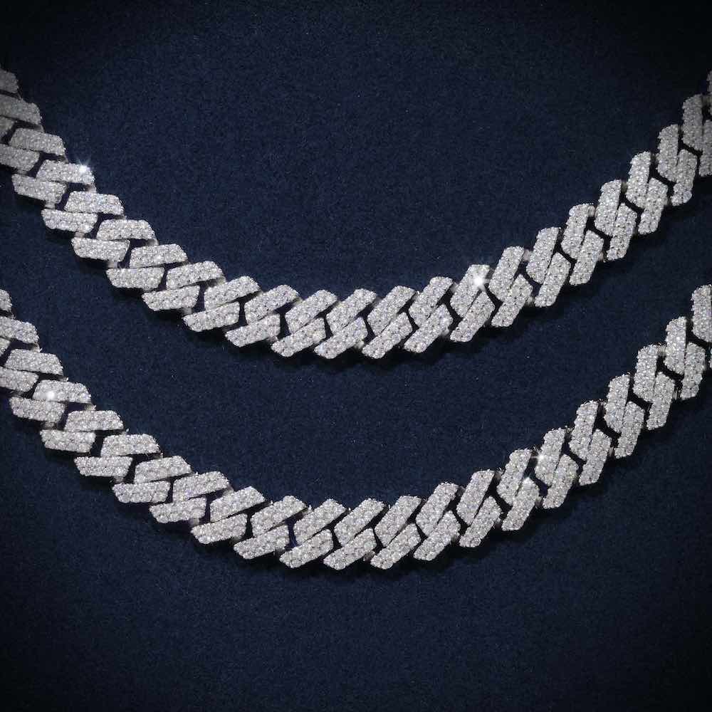 8MM Moissanite Prong Cuban Link Chain 14K Gold