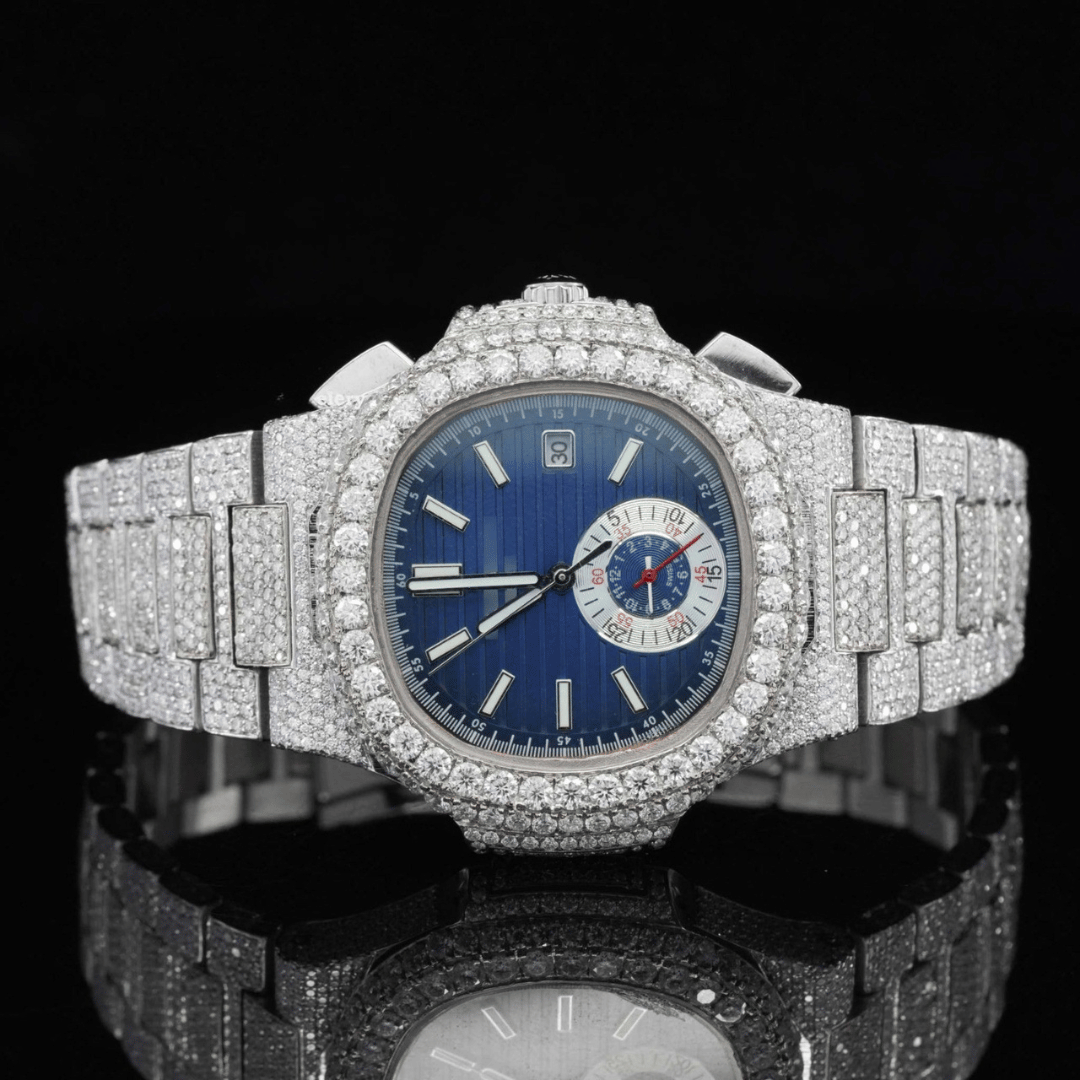 Two Tone Moissanite Watch And Automatic Wrist Business Style Watch