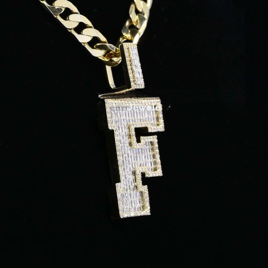 Custom Classic F Initial Moissanite Diamond Iced Out Hip Hop Pendant
