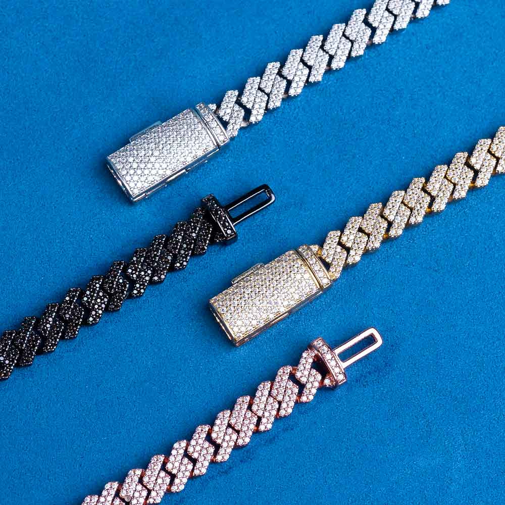8MM Moissanite Prong Cuban Link Chain 14K Gold