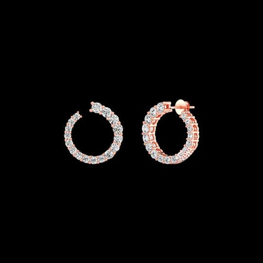 1.0ct Inside Out Round Cut Gold Moissanite Stud Earrings