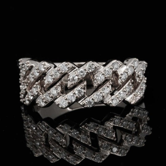 1.10ct Round Moissanite Diamond Cuban Link Style Hip Hop Ring