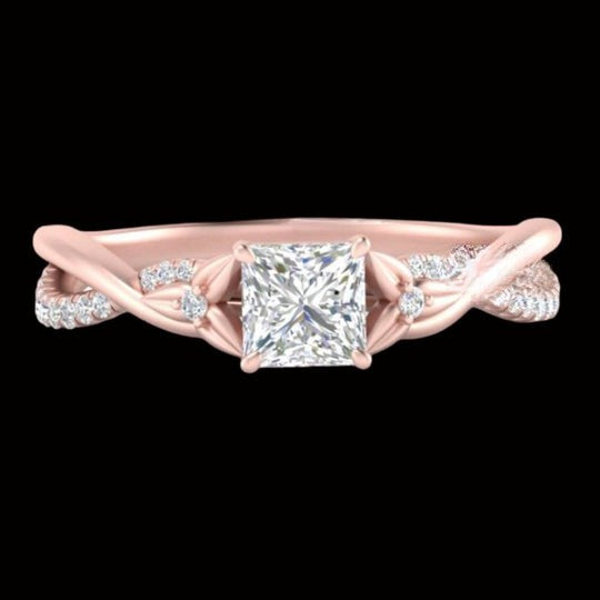 2ct Princess Shape Diamond Solitaire And Twisted Pave Engagement Ring