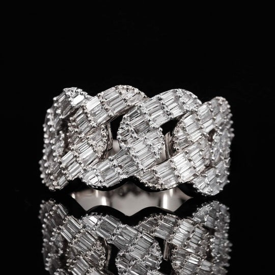 Baguette Moissanite Diamond Iced Out Hip Hop Ring