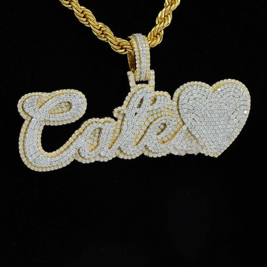 Custom Cate Name Moissanite Round Cut Diamond Totally Hip Hop Pendant