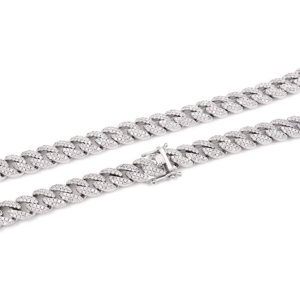 9MM Diamond Cuban Link Chain 14K Solid Gold
