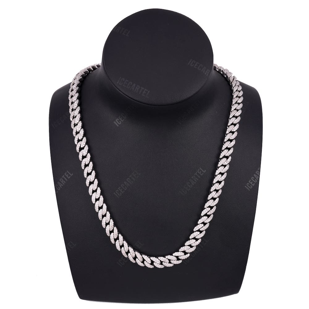 9MM Diamond Cuban Link Chain 14K Solid Gold