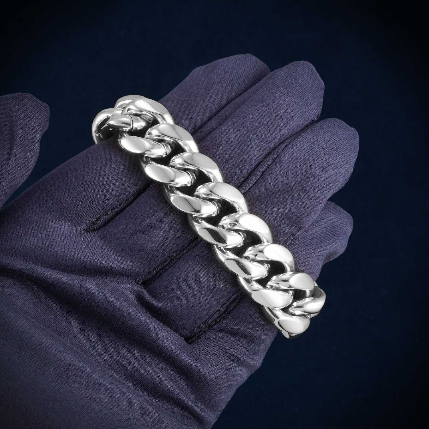 Cuban Link Bracelet with Iced Clasp 14K Gold
