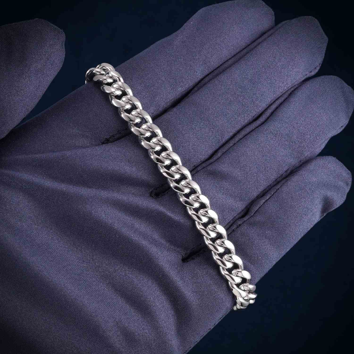Cuban Link Bracelet with Iced Clasp 14K Gold