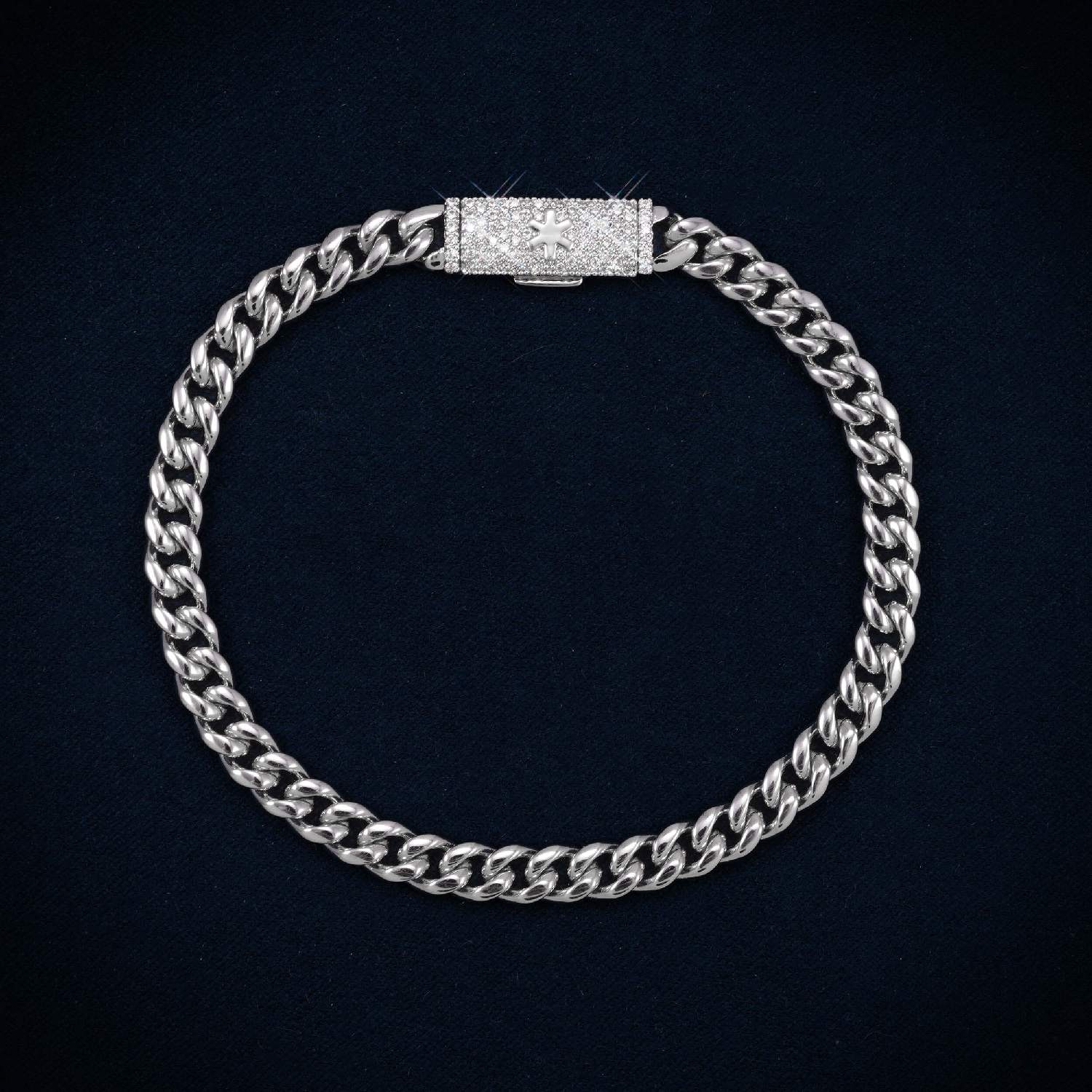 Cuban Link Bracelet with Iced Clasp 14K Gold