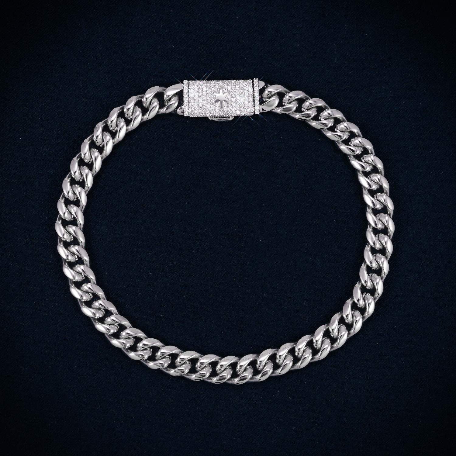 Cuban Link Bracelet with Iced Clasp 14K Gold
