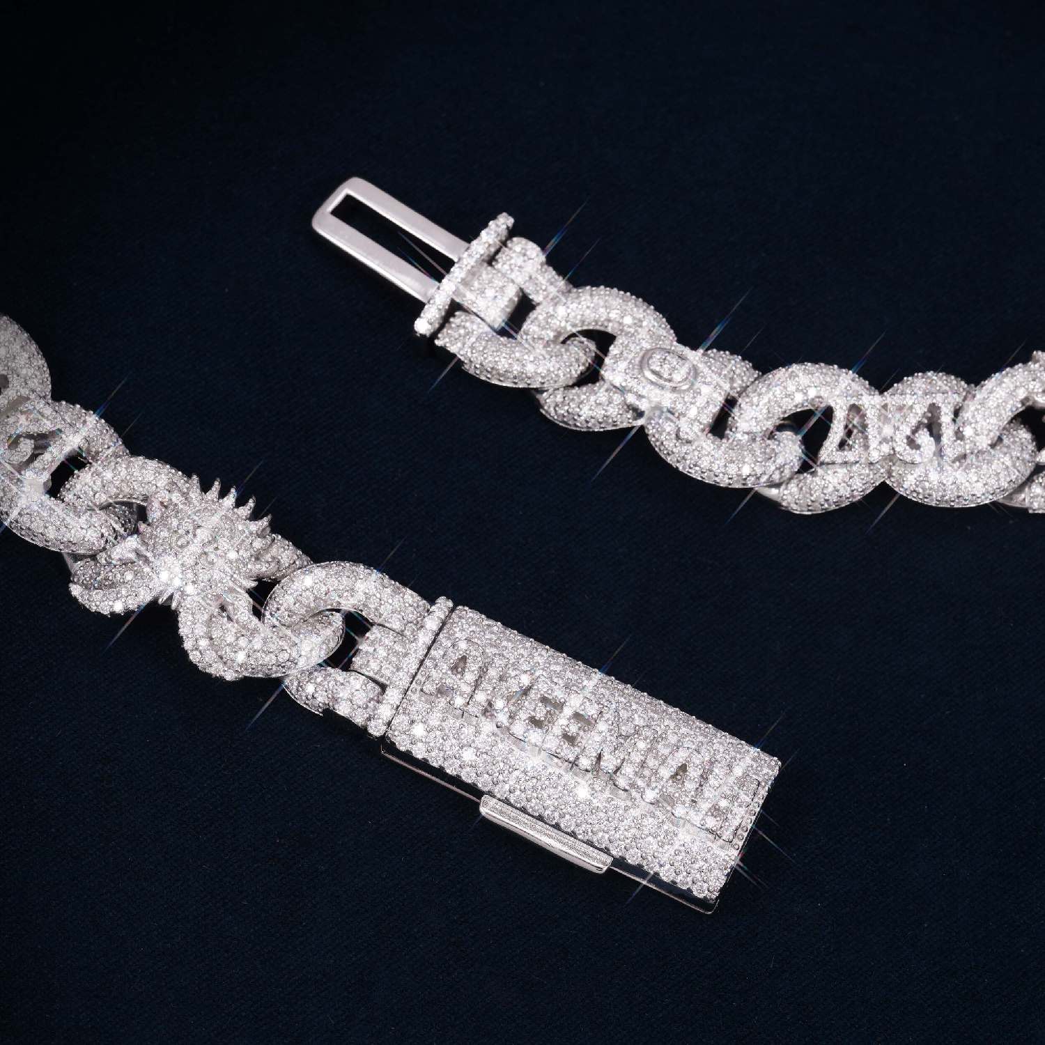 20MM Custom Moissanite Infinity Link Chain 14K Gold