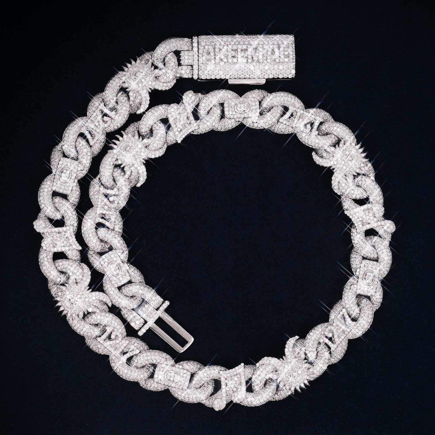 20MM Custom Moissanite Infinity Link Chain 14K Gold
