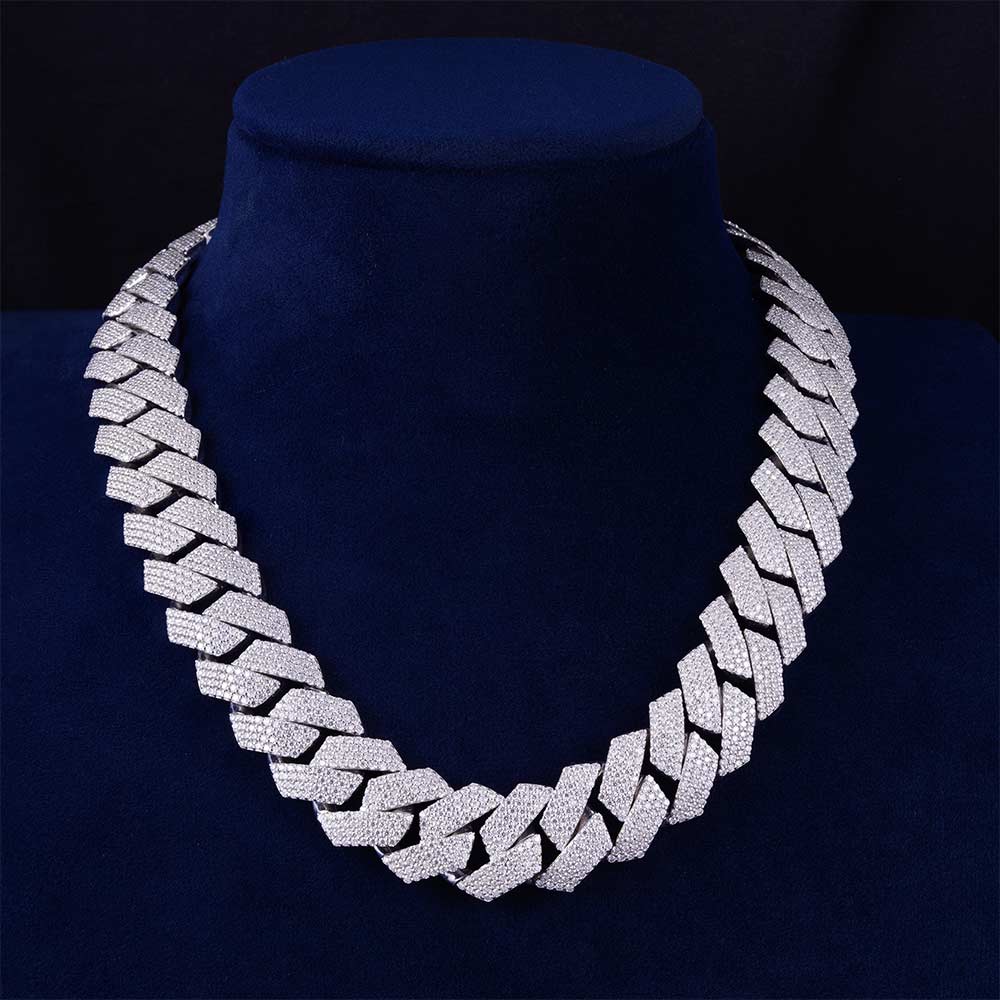 Custom Clasp 4 Row 20MM Moissanite Cuban Link Chain 14K Gold